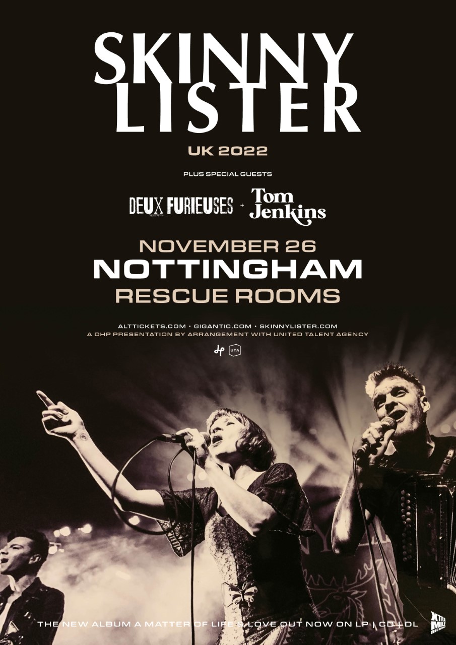 Skinny Lister Poster Rescue Rooms Nottingham 2022